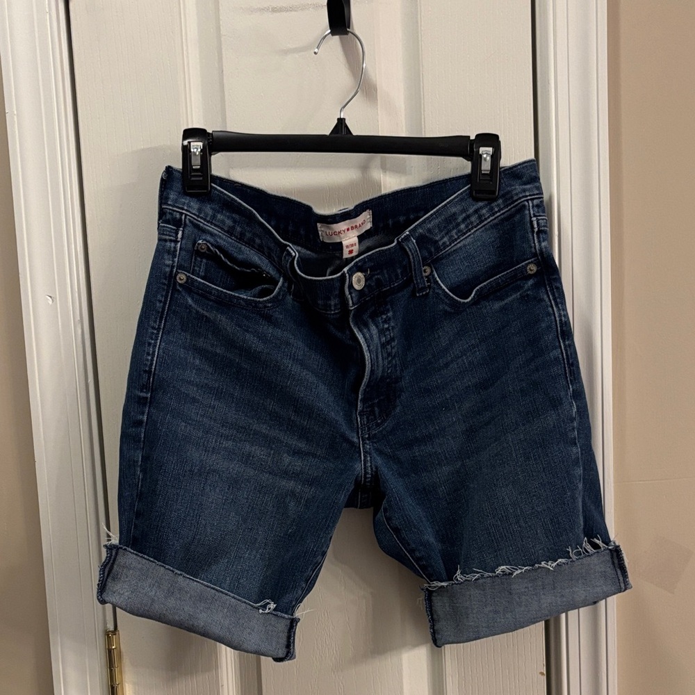 Lucky Brand Dark Indigo Rolled Cuff Jean Shorts